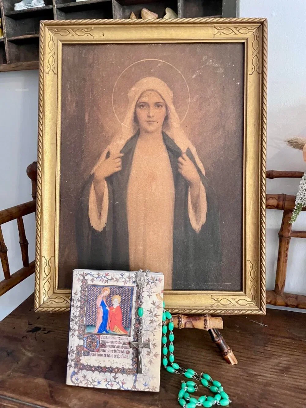 Vintage Catholic Devotional Collection: Print, Book of Hours & Rosary